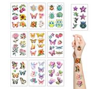 Glitter Bird Butterfly Temporary Tattoos,10 Sheets Insect Flowers Owl Butterfly Waterproof Makeup Face Tattoo Sticker for Birthday Party Favors Goodie Bags Stuffers Party Fillers