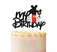 Glitter Black and Red My 1st Birthday Cake Topper,Mouse Theme 1st Birthday Party Decor Supplies,Mouse Theme Happy First Birthday Cake Decor,Boys' Birthday Theme Party Decoration，