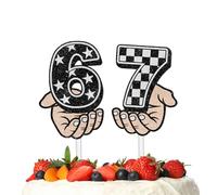 Glitter Black Funny America Slang 6 7 Cake Topper Cheer to 6th 7th Six Seven Theme Anniversary Party Decoration for Men Women Happy Birthday Decor Supplies