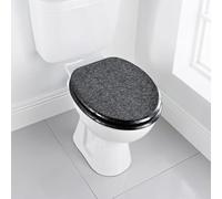 Glitter Black Toilet Seat - Easy Fit, Tool-Free Installation, Rust-Proof Hinges, Wipe Clean, Standard UK Size, Stylish and Durable Bathroom Accessory -A74