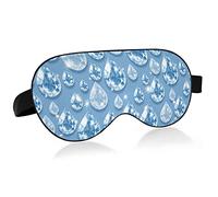 Glitter Blue Rain Droplet Gems Seamless Eye Masks Cover Blocks Light Sleep Mask Shade Cover Blindfold Relaxing Eyeshade Cover with Adjustable Head Strap for Men Women Kids