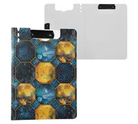 Glitter Blue Yellow Black Honeycomb Folded Clipboard Horizontal and Vertical Double Clips Clip Board with Hard Cover Clipboard Folio Binder Coaching Trade Quest