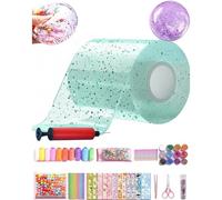 Glitter Bubble Nano Tape Toy Set, DIY Bubble Craft Kit with Double Sided Nano Tape, Glitter Fillers, Straw and Clips, Stress Ball Sensory Toy for Kids (D)