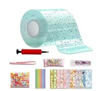 Glitter Bubble Nano Tape Toy Set, Nano Tape Bubble Kit for Kids, DIY Nano Tape Squish-y Making Kit, Nano Double Sided Adhesive Tape Bubbles with Glitter & Stickers for Boys Girls Age 6+ (Green)