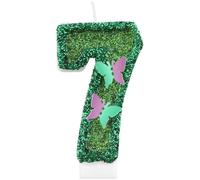 Glitter Butterfly 7 Birthday Candles, Green Butterfly Number 7 Candles for Cake, Girls 7th Birthday Decorations,Butterfly Themed Fairy Candles Cake Toppers for Girls Women Birthday Party Supplies