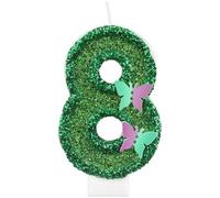 Glitter Butterfly 8 Birthday Candles, Green Butterfly Number 8 Candles for Cake, Girls 8th Birthday Decorations,Butterfly Themed Fairy Candles Cake Toppers for Girls Women Birthday Party Supplies