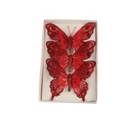 Glitter Butterfly, Christmas Tree Hanging Decoration Simulation Glitter Artificial Butterfly Ornaments for Home Xmas Party Decor(red-style 1)