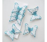 Glitter Butterfly Flower Ornaments 6pcs 3.34in On Christmas Decorations | Feathers and plastic material Lightweight Easy for DIY wreaths centerpieces and garlands