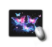 Glitter Butterfly Mouse Pad Square Design for Wireless Computer, Desk Accessories, Laptop, Office, Gamer, Funny Mouse Pads with Non-Slip Rubber Base 8x10 inch