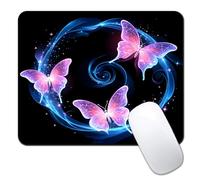 Glitter Butterfly Mouse Pads for Desk, Portable Nebula Galaxy Space Mouse Pad Small Square Mousepad, 9.5" x 7.9" Non-Slip Rubber Base Design for PC & Wireless Laptop Home Office Accessories