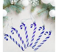 Glitter Candy Cane -Christmas Tree Hanging Decoration Bauble Xmas Ornament Pack of 6-13cm (Purple)