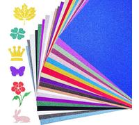 Glitter Card Stock, 20 Colors A4 Glitter Paper 250gsm Sparkle Shiny Cards Glitter Craft Paper for Cricut DIY Crafts Card Making Scrapbook Christmas Birthday Wedding Party Decor
