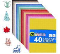 Glitter Cardstock 40 Sheets 20 Colors,8.27 x 11.73 in Cricut Paper Cardstock, No-Shed Sparkly Glitter, A4 Glitter Paper for Arts and Crafts - Card Making, Scrapbooking, DIY Projects