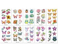 Glitter Cartoon Flower, Bird, And Butterfly Temporary Tattoo Stickers For Children, Waterproof, For Parties And Holidays, As A Temporary Gift. 120 * 76mm