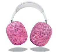 Glitter Case for Airpods Max, Pink Bling Rhinestone Encrusted Apple Headphone Cover Design,Sparkling Cute Airpod pro max Ear Covers Protective Accessories