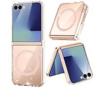 Glitter Case for Samsung Galaxy Z Flip 7 Case Compatible with Magsafe, Bling Glitter Shockproof Mobile Phone Case for Galaxy Z Flip 7 Case, Non-Yellowing Protective Case for Women (Gold)