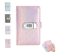 Glitter Cash Savings Binder with 3-Digit Combination Lock 100-Page, 100 Envelopes Money Saving Challenge Book for Savings Challenges，Pink