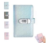 Glitter Cash Savings Binder with 3-Digit Combination Lock 100-Page, 100 Envelopes Money Saving Challenge Book for Savings Challenges，Blue