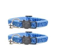 Glitter Cat and Kitten Collar with Bell and Safety Release Buckle, Adjustable Design, Pack of 2, Available in Red, Pink, Blue, Silver and Gold. (Baby Blue)