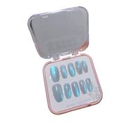 Glitter Cat Eye False Nails 10 Pieces Press on Nails Short Fake Nails Shiny French Fake Nails Stick-on Nail Art False Nails Stickers False Nails for Women and Girls