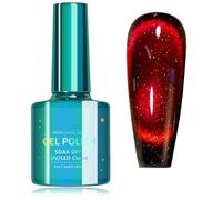 Glitter Cat Eye Gel Polish - Magnetic Red Varnish - Soak Off UV/LED - Shiny Diamond Nail for Women & Girls - Long-lasting UV Gel Polish