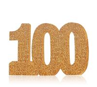 Glitter Champagne Gold Number 100 Table Centrepiece for 100th Birthday, 8" Sparkly Standing Marquee Digit for Birthday,Wedding, Anniversary, Festival Party Table Decor & Supply