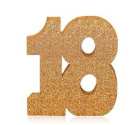 Glitter Champagne Gold Number 18 Table Centrepiece for 18th Birthday, 8" Sparkly Standing Marquee Digit for Birthday,Wedding, Anniversary, Festival Party Table Decor & Supply