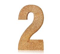 Glitter Champagne Gold Number 2 Table Centrepiece for 2nd Birthday, 8" Sparkly Standing Marquee Digit for Birthday,Wedding, Anniversary, Festival Party Table Decor & Supply