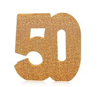 Glitter Champagne Gold Number 50 Table Centrepiece for 50th Birthday, 8" Sparkly Standing Marquee Digit for Birthday,Wedding, Anniversary, Festival Party Table Decor & Supply