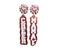 Glitter CHEER Earrings Funny Cheerleading Pom Poms Acrylic Dangle Drop Earrings Cute MAMA Letter Stud Earrings for Women Mother's Day Earrings Sports Jewelry Gifts, Acrylic, Agate