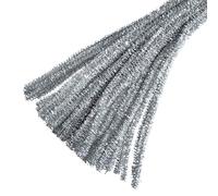 Glitter Chenille Pipe Cleaners, 30cm x 6mm, Silver, 20 Pieces