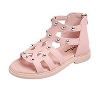 Glitter Children's Shoes Flat High Top Sandals Fashion Summer Little Girl Pearls High Top Princess Children's Shoes First Walking Shoes, pink, 2 UK