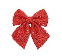 Glitter Christmas Bows, Xmas Bow Decorations, Bows for Christmas Tree, Christma Sequin Bowknot Tree Ornaments for Xmas Trees Decorations Garland Gift Wrapping Crafting Ornament (Red, 24cm*28cm)