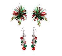 Glitter Christmas Dangle Earrings for Women Christmas Tree Snowflake Santa Claus Gingerbread Big Deer Hoop Earrings Green Red Silver Firework Shiny Earrings Xmas Christmas Jewelry Gift, Acrylic, No