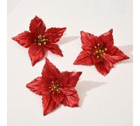 Glitter Christmas Flowers 12.5cm for Tree Decor(Red)
