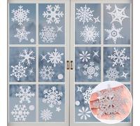Glitter Christmas Snowflake Window Clings, Norvens 152 Pieces Silver Sparkling Christmas Window Stickers Snowflakes Window Decals Christmas Decorations, 8 Sheets