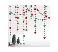 Glitter Christmas Star Garland Green Red Decoration Circle Dots Garland Xmas Party Hanging Decor/Streamer/Banner