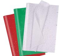 Glitter Christmas Tissue Paper 35x50cm, 60 Sheets Red Green and White Colors for Gift Bags Wrapping Gifts Packing Crafts, Multicolored Tissue Paper for Christmas Birthday Wedding Baby Shower Party