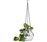 Glitter Chrome Flower Pots,Mirror Disco Ball Planter,Indoor Outdoor Decorative Plant Pots Succulent Pots Shining Gifts,Boho Style Hanging Planter-,Silver,20x20cm(8x8inch),YUYANAIAI