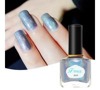 Glitter Chrome Nail Varnish, High Glossy Blue Effect Holographic Nail Polish,Quick Dry Magic Rainbow Nail Lacquer, Super Shine Iridescent Nail Varnish Art,No Need Lamp Cure