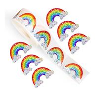 Glitter Circle Stickers, 500 Pieces Rainbow Stickers Roll, Self-Adhesive Decals for Gift Packaging, Kids' Art Projects, Party Supplies, Planner Decor, and Classroom Reward Systems