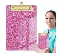 Glitter Clip Board - A6 Size Ultra Lightweight, High Profile Design | Stylish Gold Metal Clip with Smooth Writing, Fashionable Organization Tool for Student, Teacher & Healthcare Professional