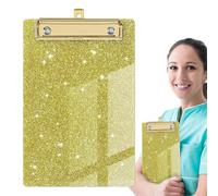 Glitter Clipboard - 3.86x0.47 Inches Acrylic Sparkly | Writing Board Ergonomic Durable Storage Pad - | Profile Gold Clip - Student Office Supplies Nurse Clipboard, Meeting Notes, Travel Folder