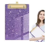 Glitter Clipboard - 3.86x0.47 Inches Acrylic Sparkly | Writing Board Ergonomic Durable Storage Pad - | Profile Gold Clip - Student Office Supplies Nurse Clipboard, Meeting Notes, Travel Folder
