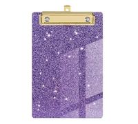 Glitter Clipboard - Acrylic Clip Board, Chic Low Profile | 14.4x9.8x1.2cm 5.67x3.86x0.47in 580g Lightweight A6 Letter Size Metal Clip Organizer for Students Kids Teachers Women Artists Classro