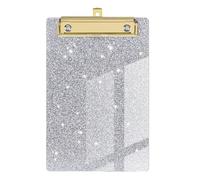 Glitter Clipboard - Acrylic Clip Board, Chic Low Profile | 14.4x9.8x1.2cm 5.67x3.86x0.47in 580g Lightweight A6 Letter Size Metal Clip Organizer for Students Kids Teachers Women Artists Classro