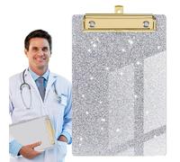 Glitter Clipboard, Glitter Standard Size Clipboards, A6 Letter Size Glittered Clipboard with Gold Clip, Cute Confetti Clipboards, Paper Storage for Classroom School Nursing