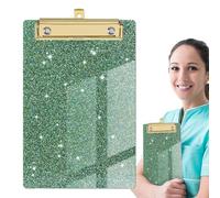 Glitter Clipboard - Sparkling Memory Clamp | Standard Letter Size with Low Gold Clip | Lightweight Portable Chic Intermediate Bars for School, Classroom, Nursing, Students and Teaching