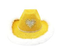 Glitter Cowboy Hat Carnival Vibrant Sequin Fedora Hat With Velvet Trim And Embroidered Heart Design Cute Trilby Hats Glitter Cowgirl Hen Party Western Party Fancy Dress Accessory