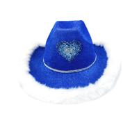 Glitter Cowboy Hat Carnival Vibrant Sequin Fedora Hat With Velvet Trim And Embroidered Heart Design Cute Trilby Hats Glitter Cowgirl Hen Party Western Party Fancy Dress Accessory